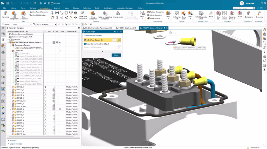 This image shows how you can select a face to drag and drop components.
