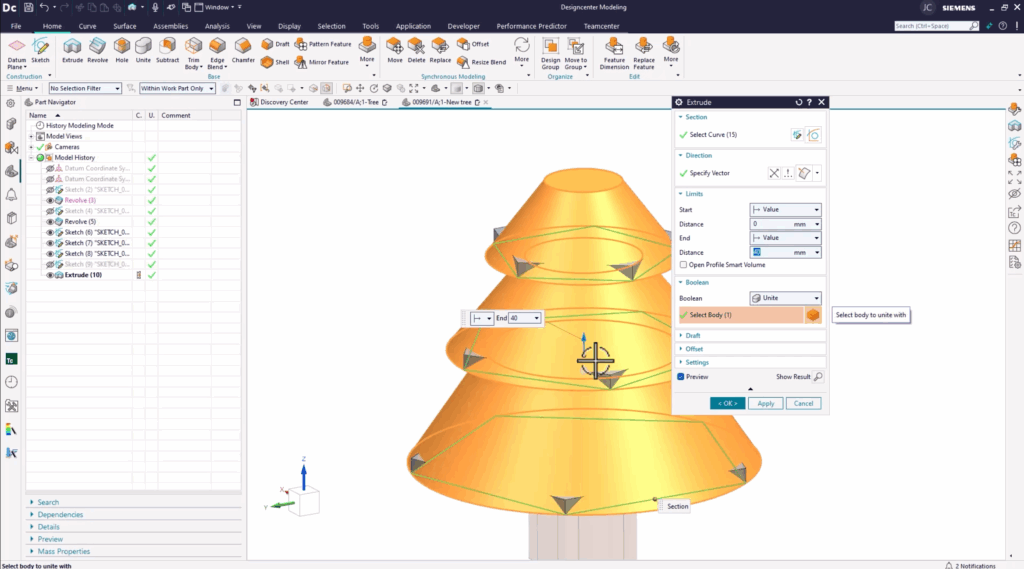 designcenter nx with tree model