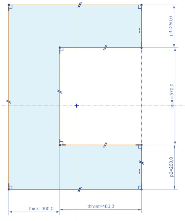 A screenshot of Siemens Designcenter software showing a fully-defined sketch with named expressions.