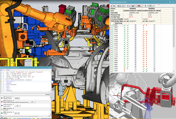 screenshot showing advanced features and OLP capabilities of Process Simulate