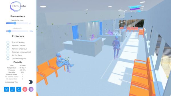 Simulate airborne disease spread in digital twin solutions