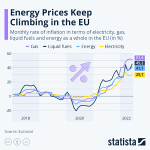 Energy prices in the EU. Statista chart August 2022