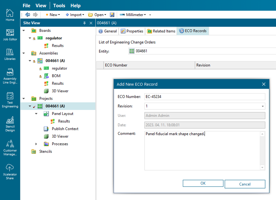 Adding ECO record to the design data