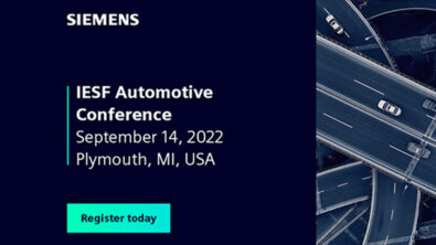a slide for IESF which says Siemens IESF Automotive Conference September 14 2022 Plymouth MI USA register now