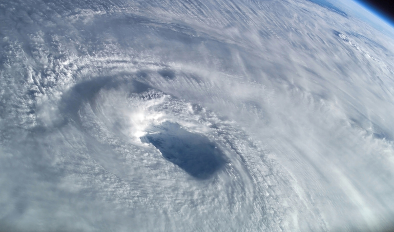 Close-up view of the eye of Hurricane Isabel