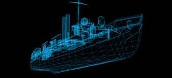 A digital simulation of the frame of a ship