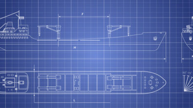 An image showing a blueprint of ship design plans