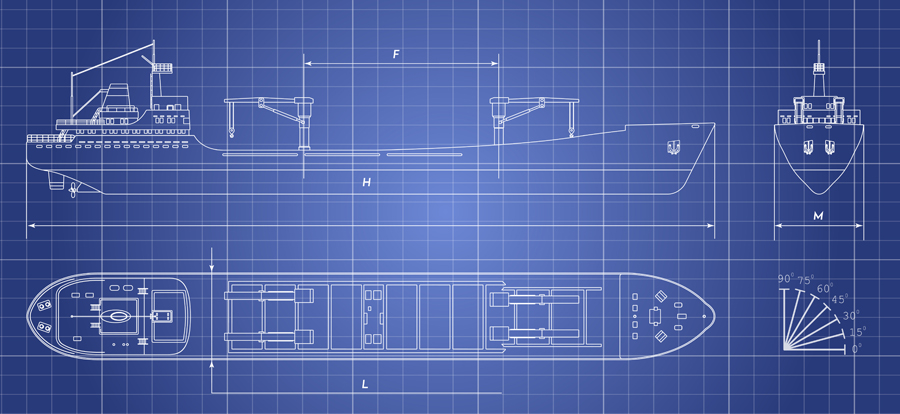 An image showing a blueprint of ship design plans