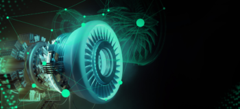 Modern and futuristic aircraft engine components exemplify digital transformation and innovation in aerospace manufacturing