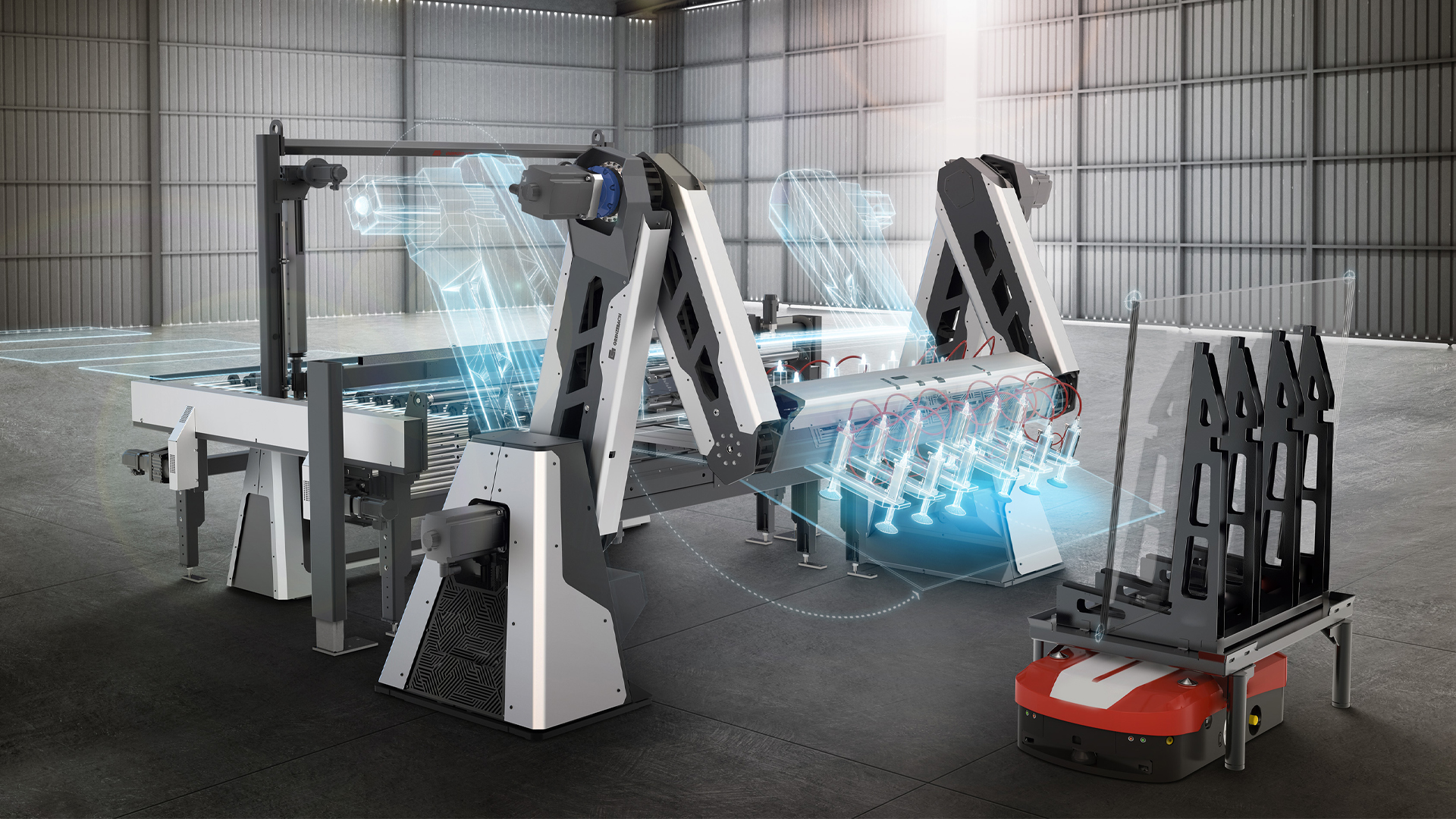 Industrial machine with digital twin parts