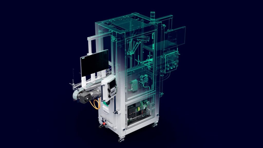 Conceptual image of a digital twin – bringing together mechanical, electrical and software designs into a functional digital model