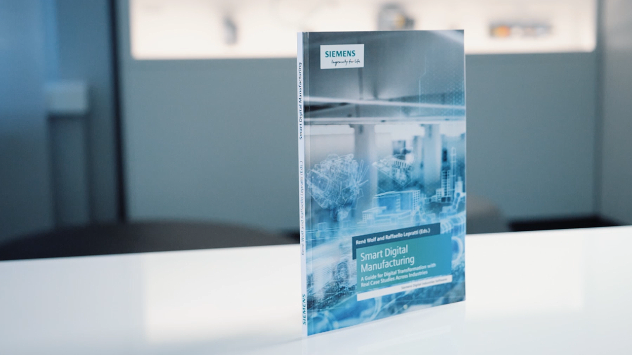 Photo of the new Smart Digital Manufacturing book from Siemens