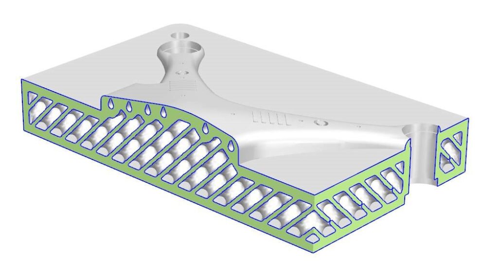 B-rep mold with conformal mesh lattice cooling channels