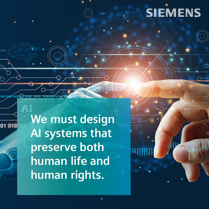 Pull quote from the podcast episode which reads "We must design AI systems that preserve both human life and human rights."