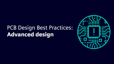 Illustration of a PCB with text that says PCB design best practices: advanced design