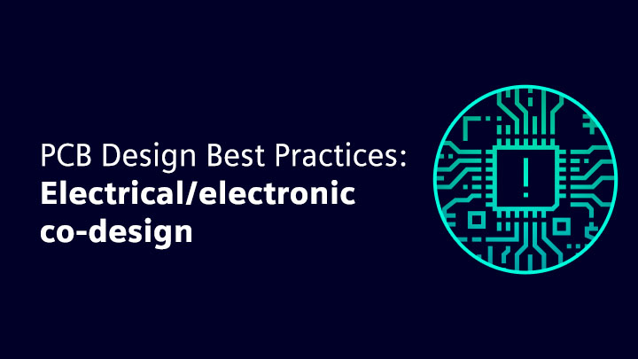 illustration of a PCB with text that says: Electrical/electronic co-design