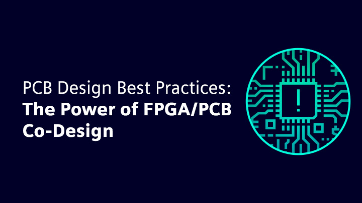 Illustration of a PCB with text that says The Power of FPGA/PCB Co-design