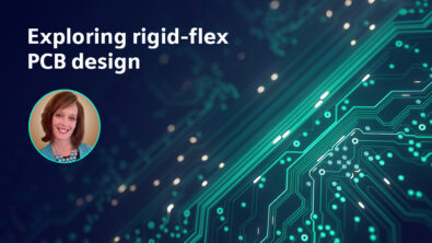 image of a printed circuit board with text that says exploring rigid flex PCB design
