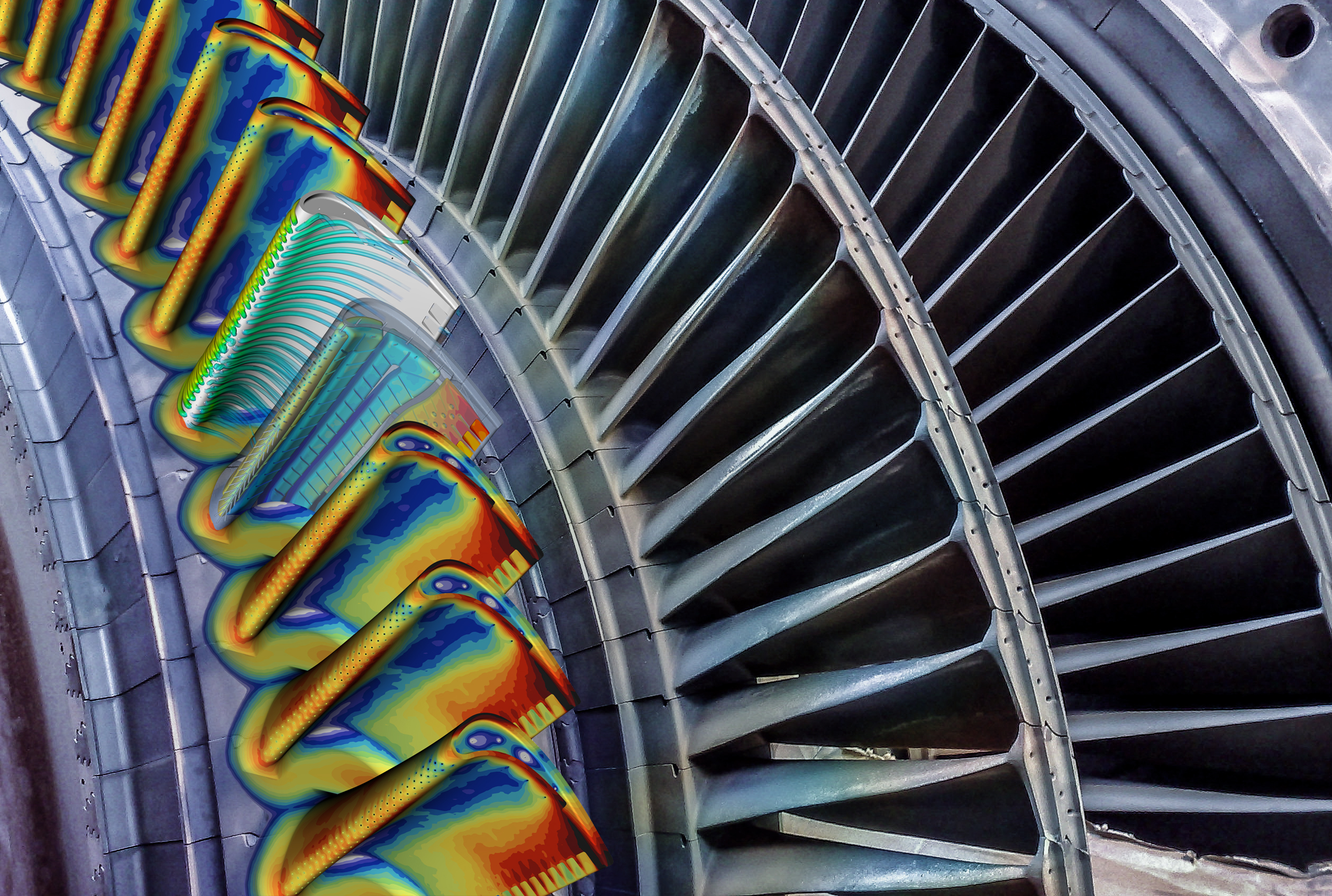 Close-up of turbine with digital overlay.