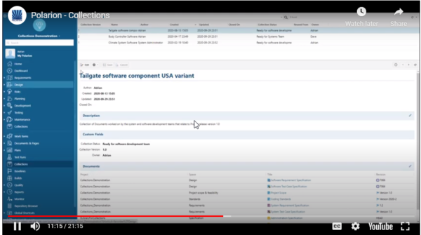 A short video about the Collections capabilities in Polarion 20R2