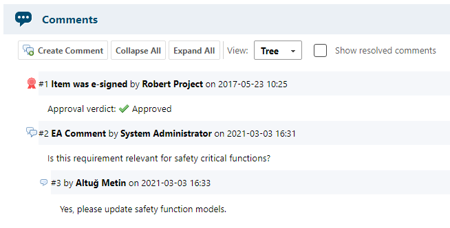 Question answered in Polarion