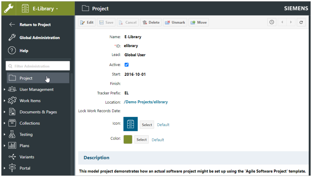 Polarion Edit Project details