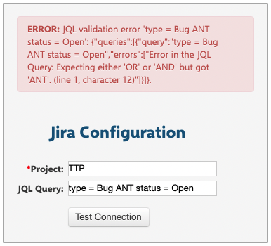 JQL Query Validation