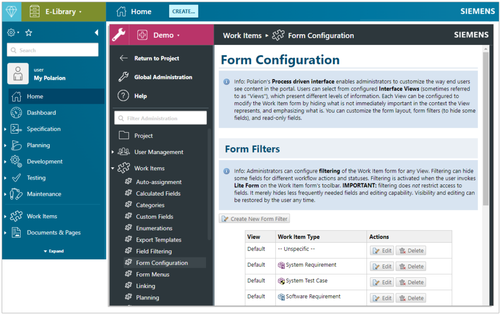 Polarion Navigation Header