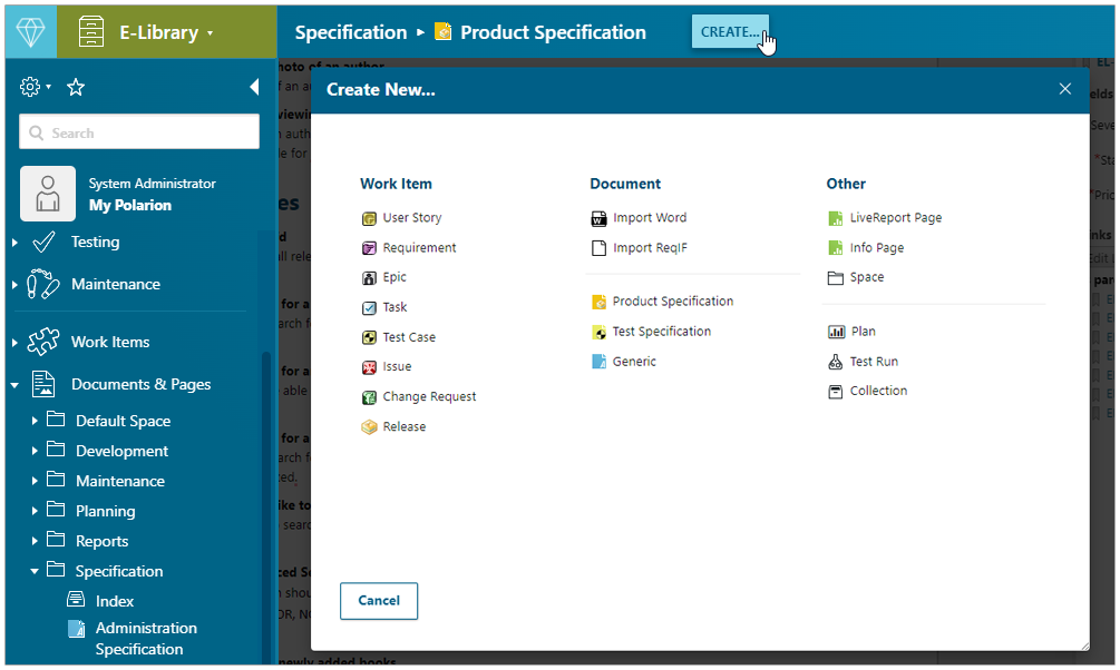 Polarion Quick Create