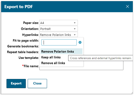 PDF Export: Purge Hyperinks