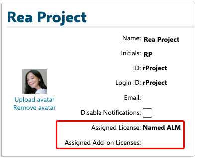 License on user detail