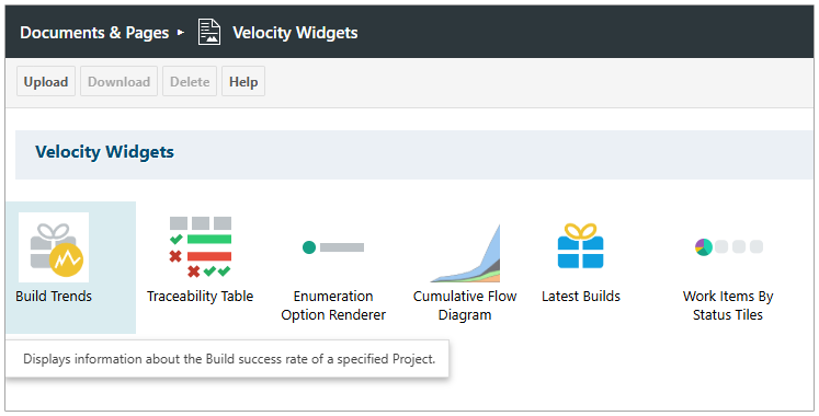 You can Upload, Download, or Delete widgets from the new Administration topic.