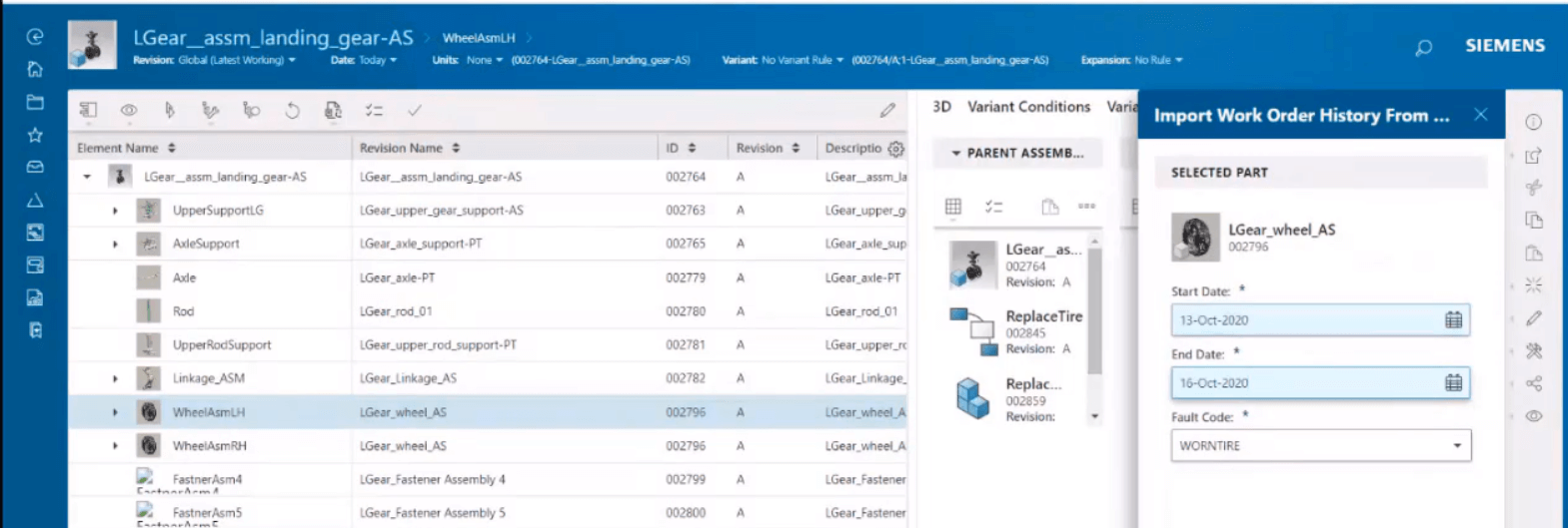 Fielded asset work order history