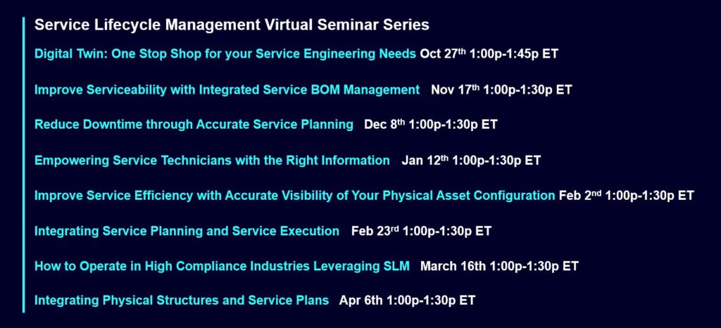 service lifecycle management seminar schedule