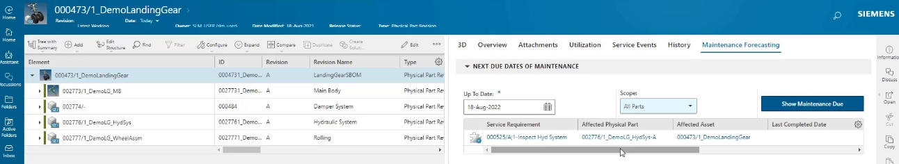 Maintenance forecasting with Teamcenter SLM