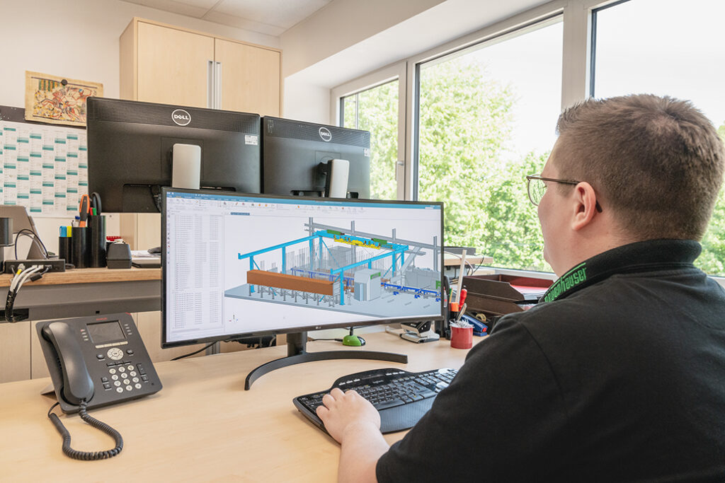 Engineer using simulation software