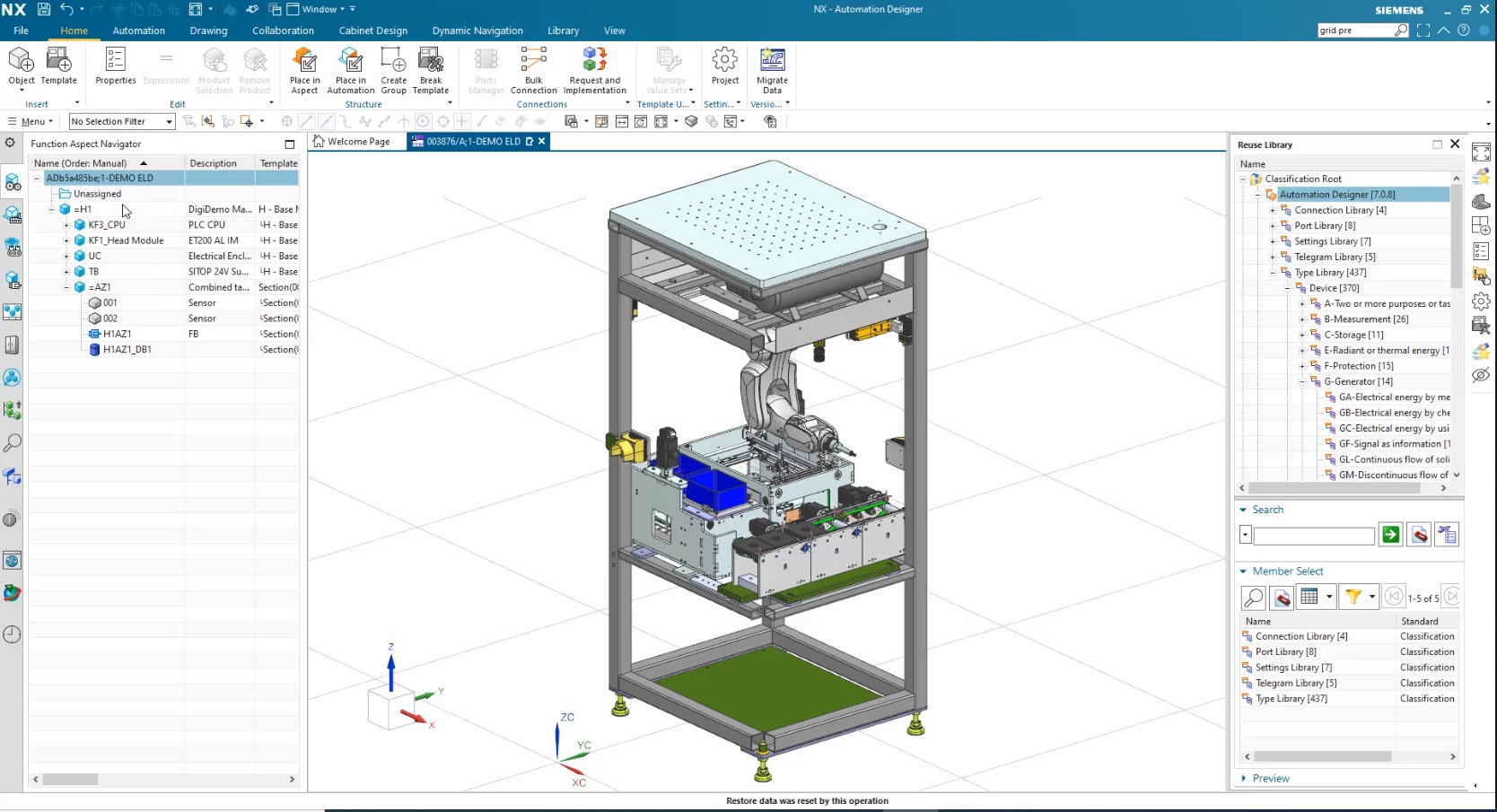 Screen shot showing the functional, modular design of automation systems with Automation Designer