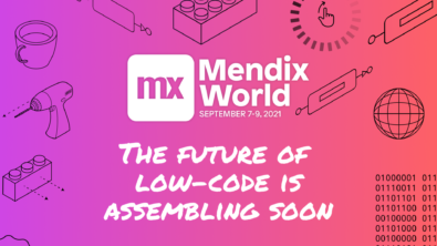 Mendix World logo with the words: "Mendix World The future of low-code is assembling soon"