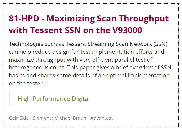 Maximizing Scan Throughput with Tessent SSN on the V93000