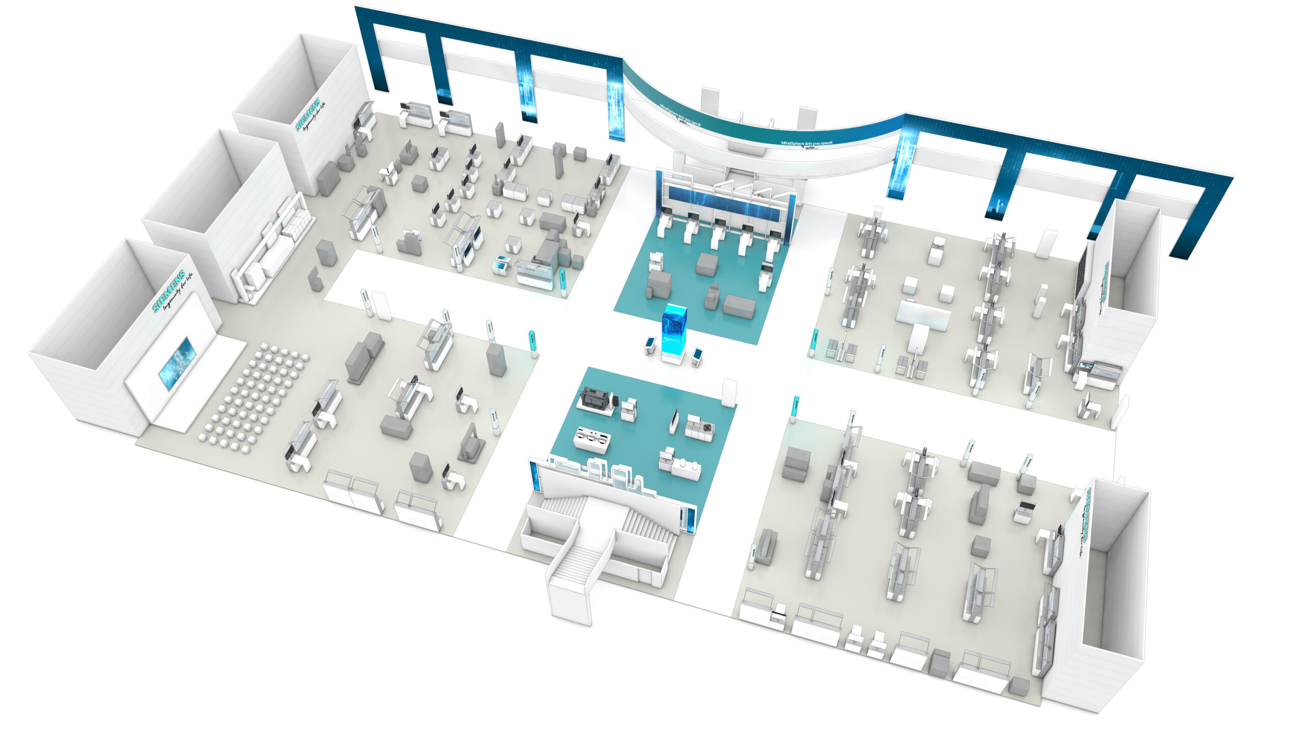 Illustration of a floor plan at a tradeshow