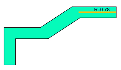 Interconnect trace with a segment highlighted in orange and labeled "R=0.78" to demonstrate resistance layout highlighting