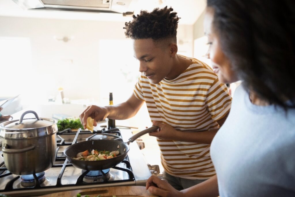 Cooking with a non-stick pan