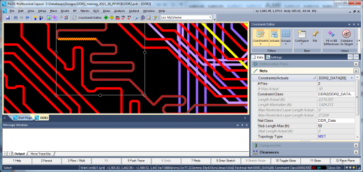 During PCB layout, it is useful to be able to compare actual routed values versus the defined rules. 