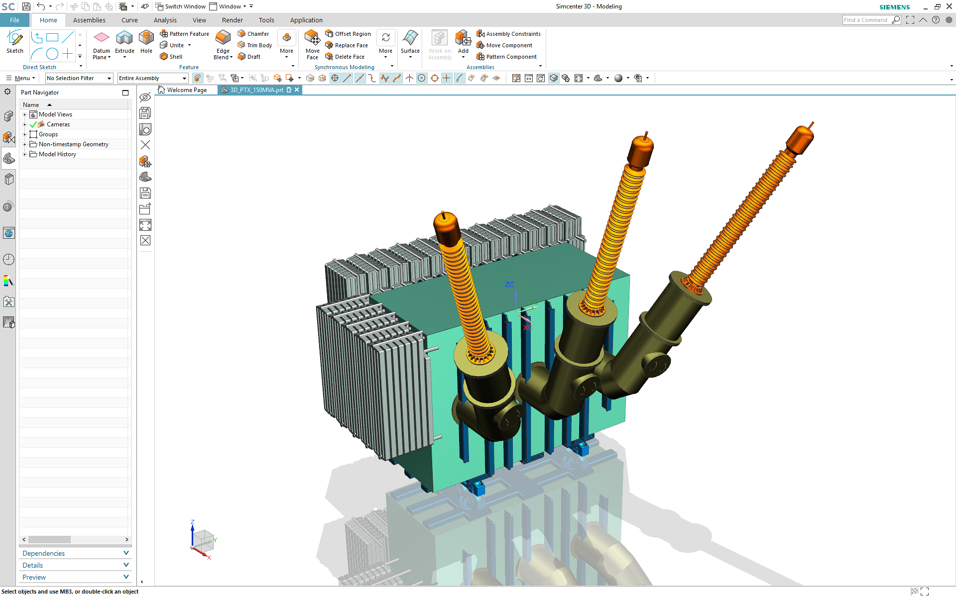 Simcenter 3D model of A 150 MVA Transformer