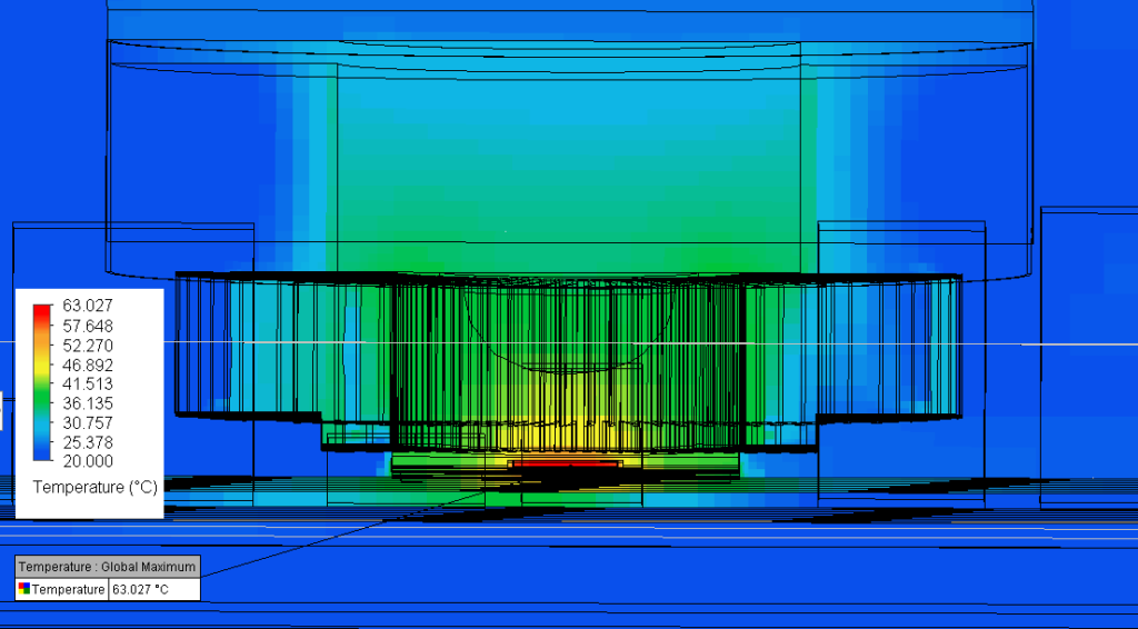 Maximum CPU temperature - Simcenter Flotherm XT Electronics cooling simulation result