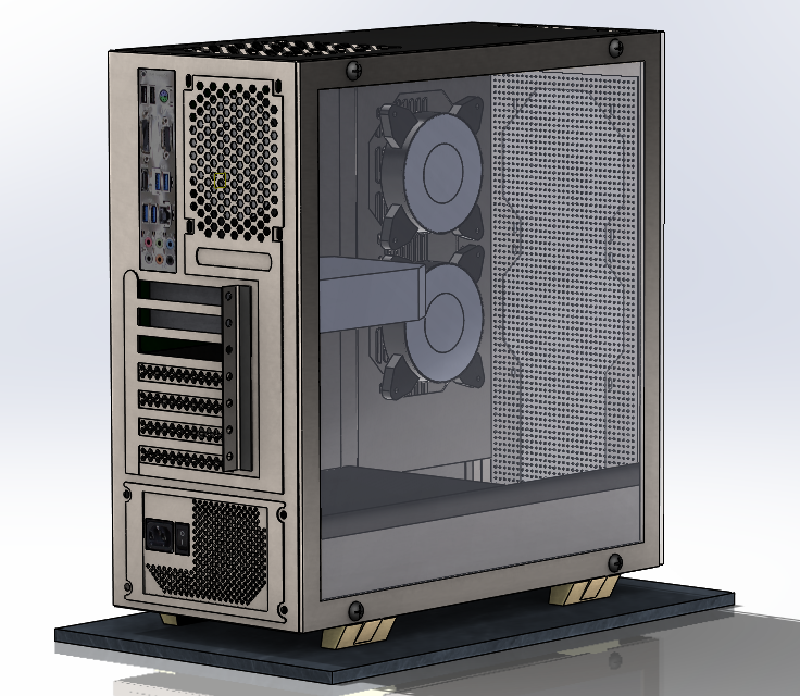 PC cooling system - CFD model geometry Rear View