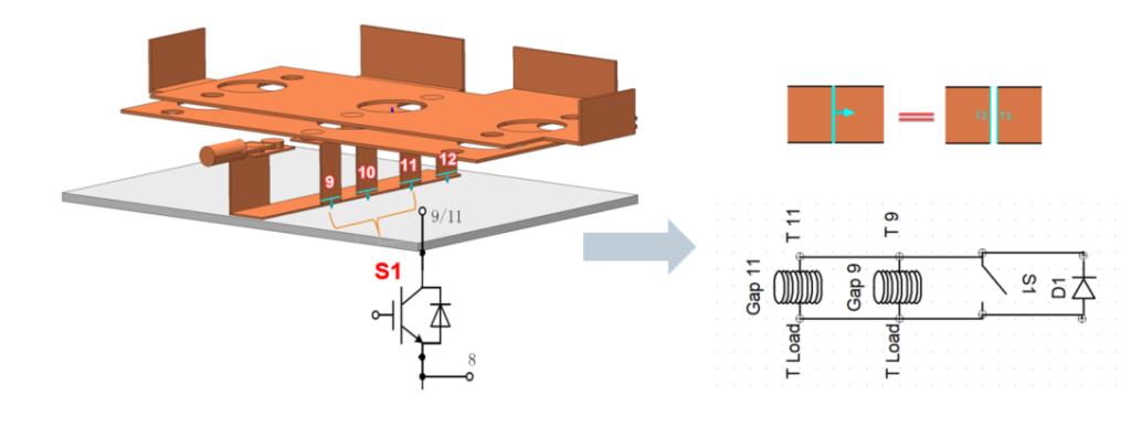 Bus bar containing diodes and switches between multi terminal coils surfaces 