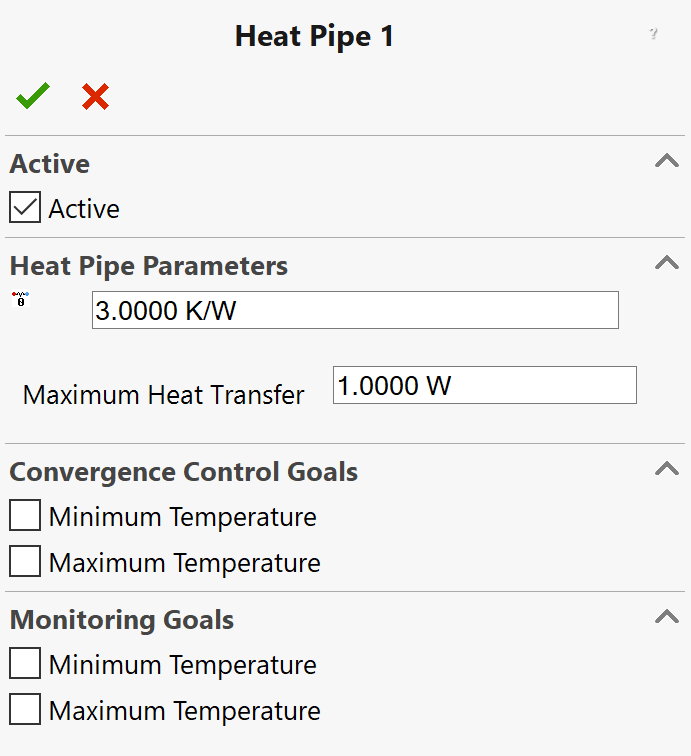 Heat Pipe property page