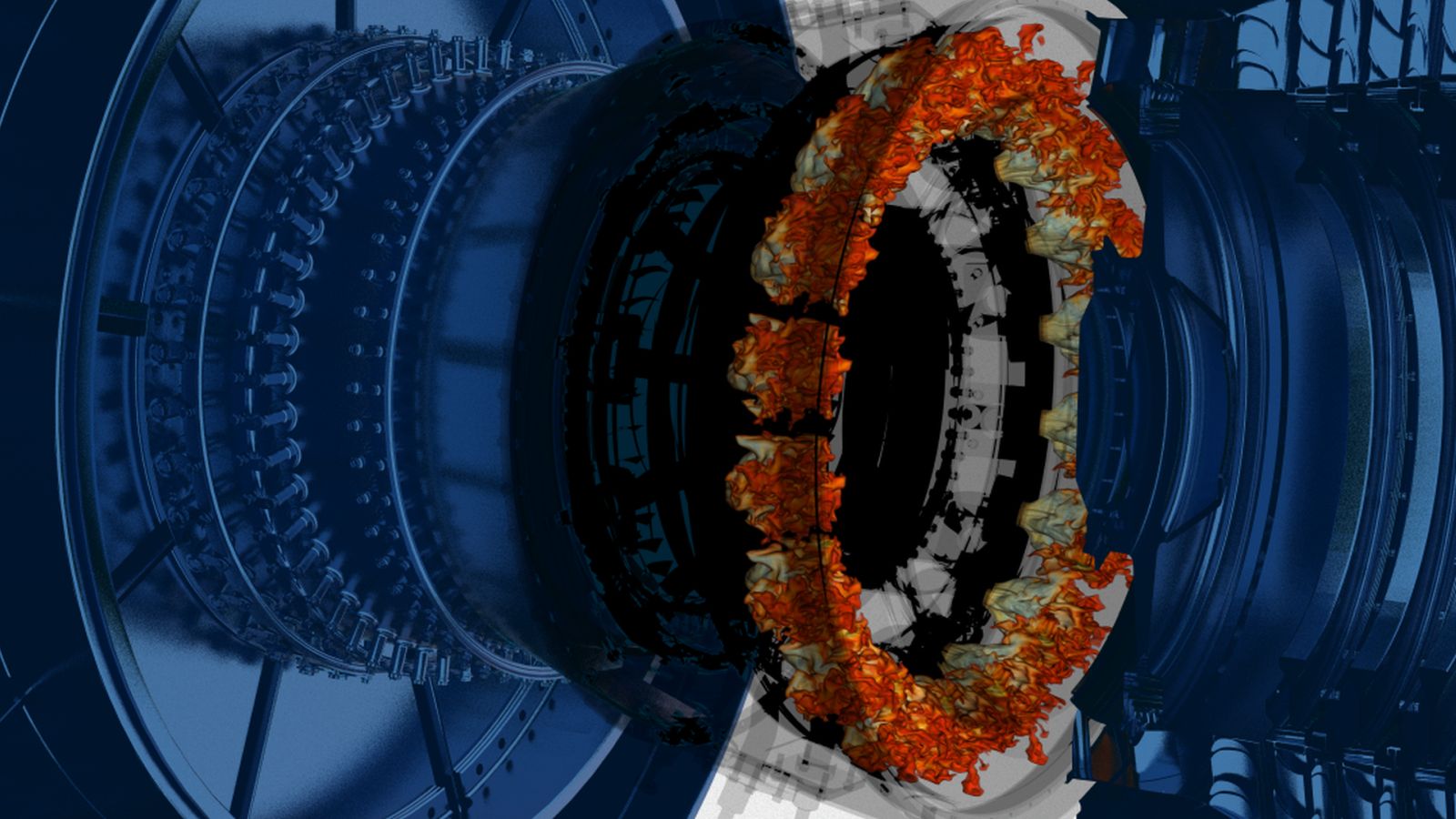 flame front in a hydrogen-powered gas turbine