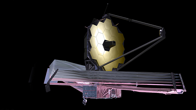 An artist's impression of the deployed JWST in orbit